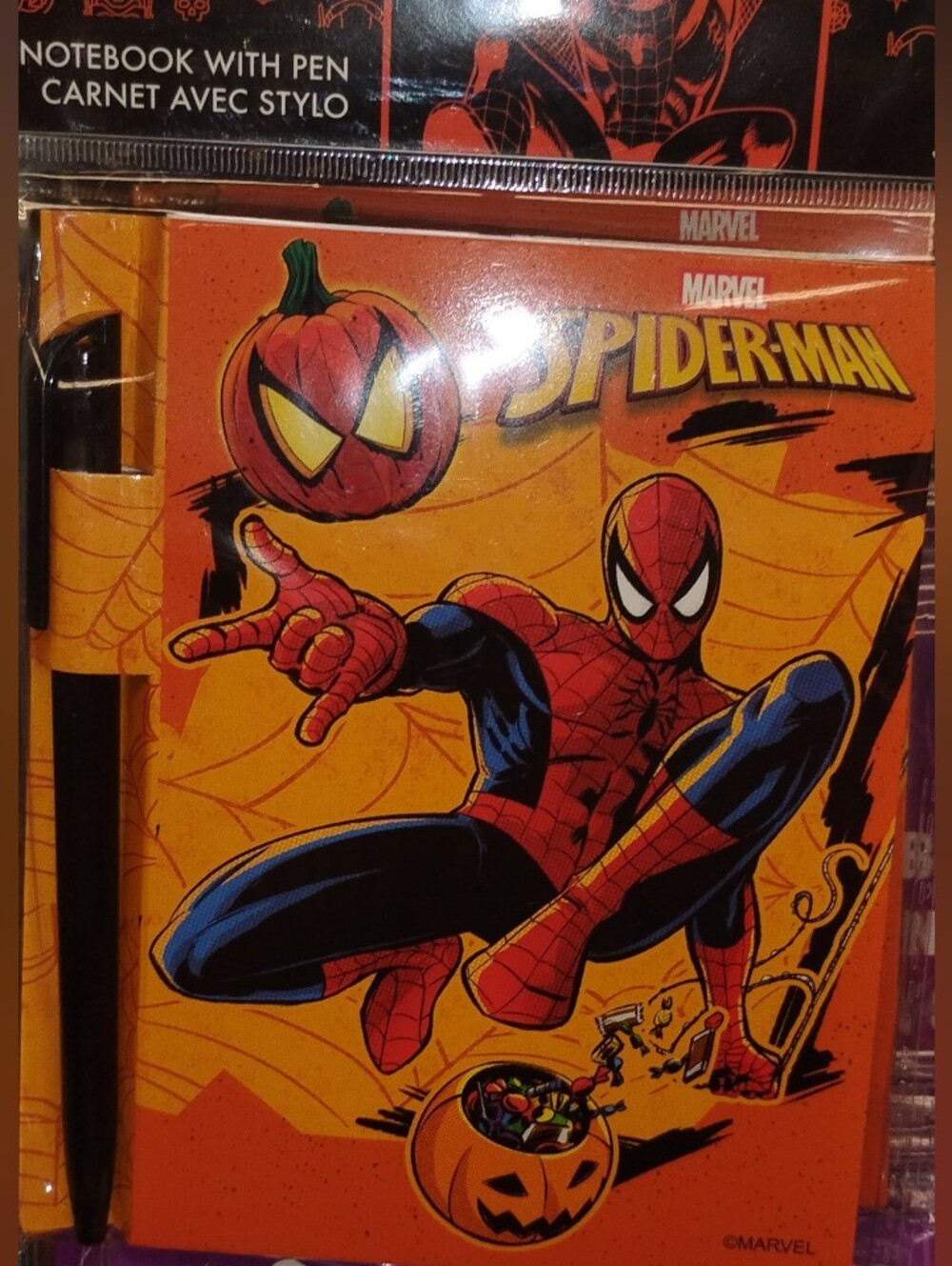 Kids Halloween Spider-Man Notebook with a Black Pen